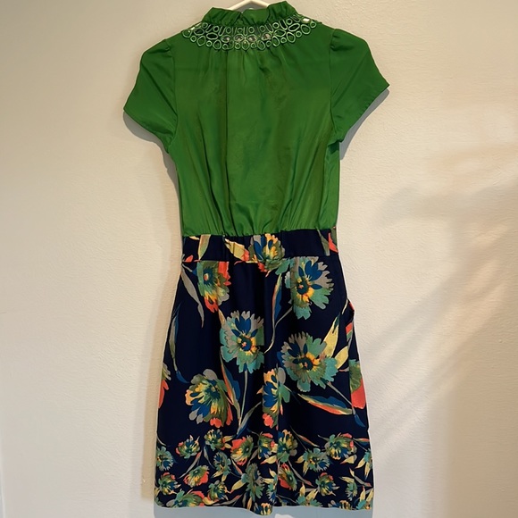 Anthropologie green floral lace detail dress - Picture 5 of 8